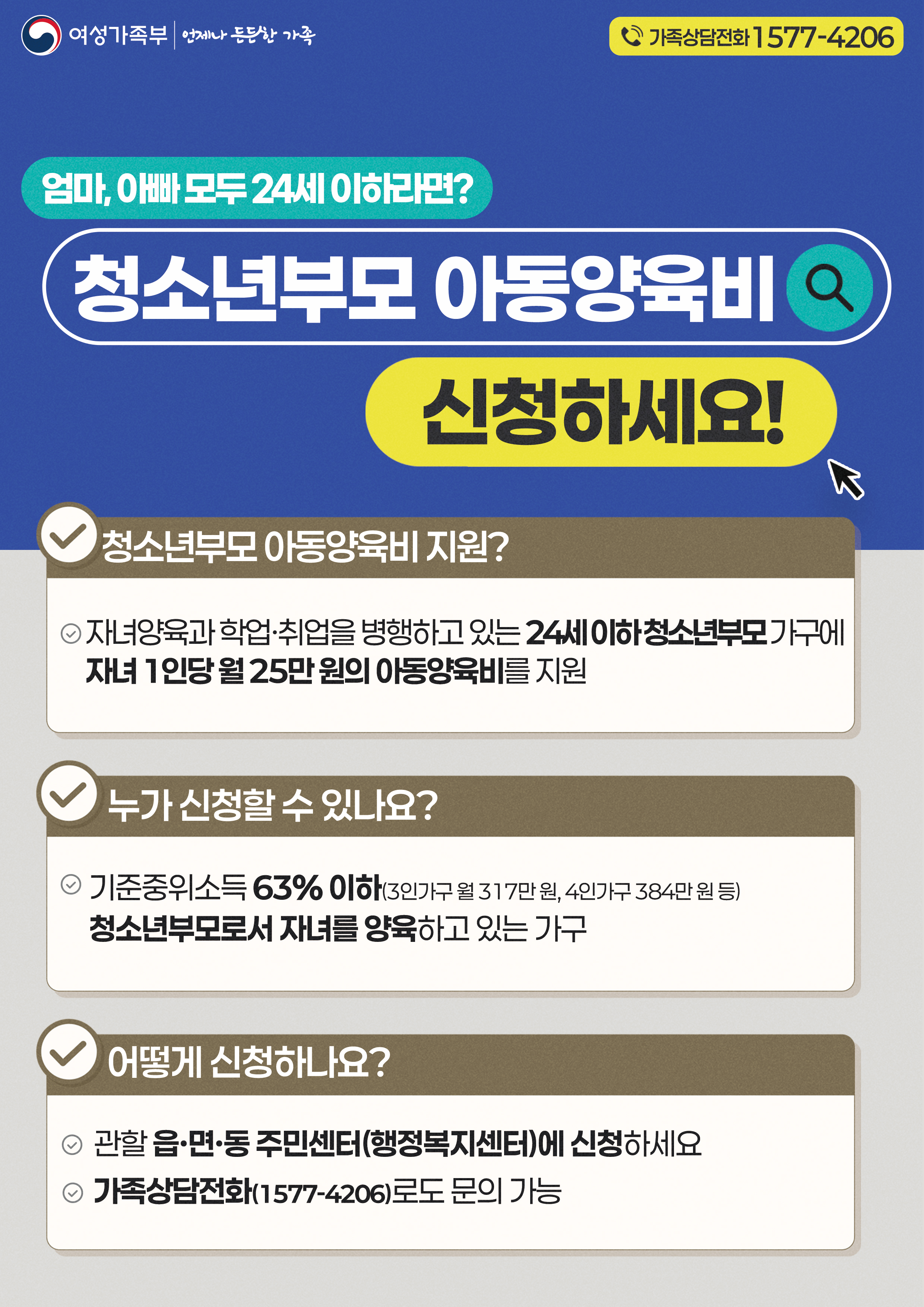 청소년부모 아동양육비 신청 안내 이미지
